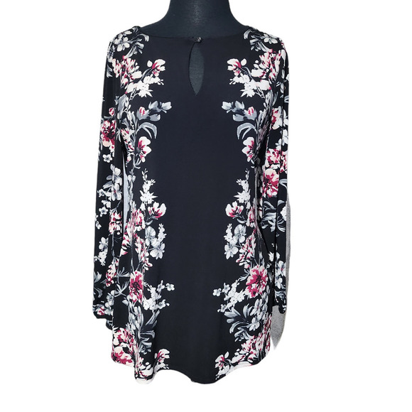 White House Black Market Tops - White House black market top blouse floral long sleeve sz S